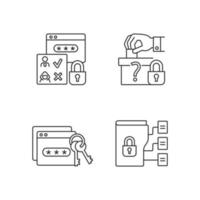 Data sensitivity linear icons set vector