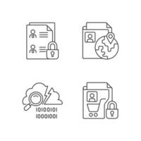 Maintain information security linear icons set vector