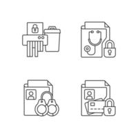 Information sensitivity linear icons set vector