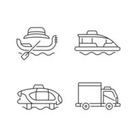 Booked taxi service linear icons set vector
