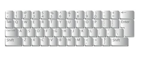 Computer keyboard. Realistic keyboard in white color for PC with alphabet buttons. Vector
