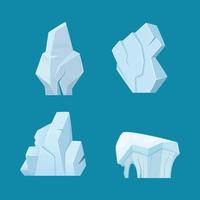 iceberg paisaje ártico con hielo blanco frío rocas colección de dibujos animados de agua del océano vector