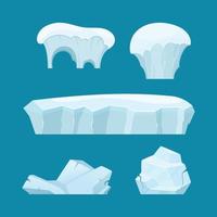 Iceberg arctic landscape with cold white ice rocks ocean water cartoon collection