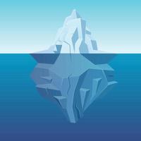 iceberg océano gran hielo roca blanca agua paisaje polar estilo de dibujos animados al aire libre naturaleza vector