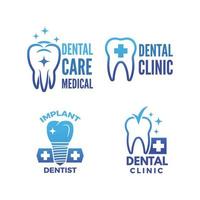 etiquetas logotipos establecer ilustraciones de tema dental dientes sanos