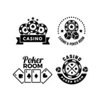 Labels poker club game tournament symbols gambling cards chips dice collection vector