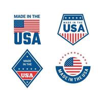 hecho, usa, logotipo, etiqueta, patriota, bandera estadounidense, símbolos especiales, usa, sellos, diseño vector