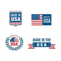 hecho, usa, logotipo, etiqueta, patriota, bandera estadounidense, símbolos especiales, usa, sellos, diseño vector