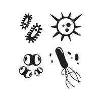 Microbes silhouettes bacteria viruses biology pandemic icons set