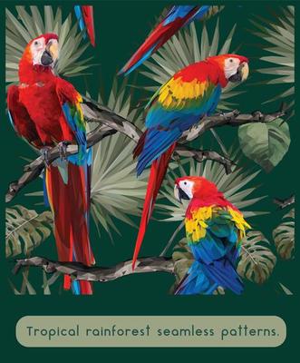 Scarlet macaw in Seamless patterns design.