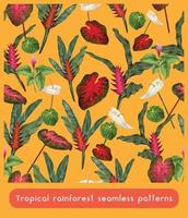 Seamless pattern design of tropical forest leaves. vector