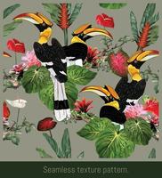 Hornbill Birds in a Continuous Pattern vector