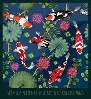 Seamless pattern illustration koi in the pond vector