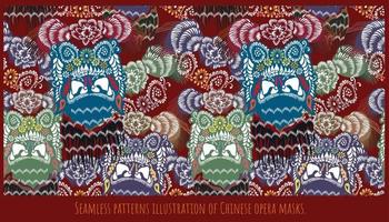 Chinese opera mask pattern in a seamless pattern vector