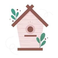 Wooden birdhouse. Garden birdhouse for feeding birds. vector