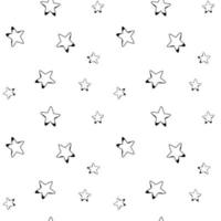 Seamless pattern with simple black and white stars in hand drawn style. Vector endless texture