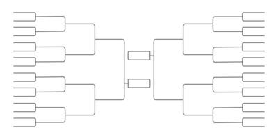 Ilustración de vector de diseño de estilo plano de plantilla de campeonato de soporte de torneo de 32 equipos aislado sobre fondo blanco.