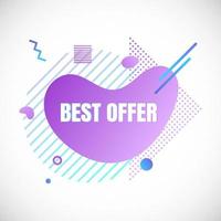 Modern liquid abstract special offer price sign BEST OFFER text gradient flat style design fluid vector colorful vector illustration banner simple shape advertising big sale or clearance symbol