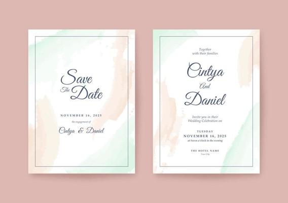 Romantic minimalist Wedding invitation template