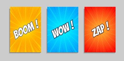 Set Of Colorful Gradient Comic Speed Zoom Effect Banner Template vector