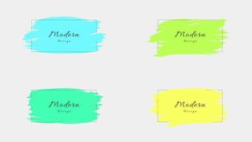 Set Of Minimal Vibrant Color Paintbrush Texture Frame Design Template vector