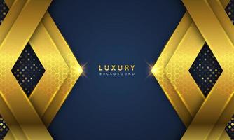 Abstract luxury background overlapping layers on dark space with golden glow effect vector
