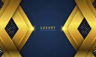 Abstract luxury background overlapping layers on dark space with golden glow effect vector