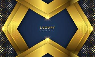 Abstract luxury background overlapping layers on dark space with golden glow effect vector
