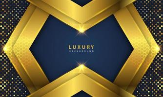 Abstract luxury background overlapping layers on dark space with golden glow effect vector