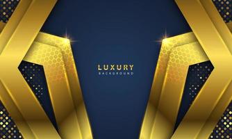 Abstract luxury background overlapping layers on dark space with golden glow effect vector