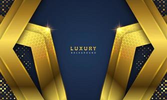 Abstract luxury background overlapping layers on dark space with golden glow effect vector