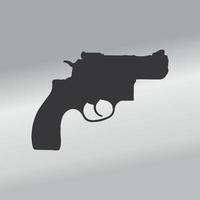 handgun revolver silhouette flat vector illustration