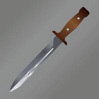 Army Survival Combat Knife wooden handle Vector
