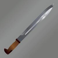 Army survival combat machete knife wooden handle Vector