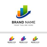 Growth up arrow business logo template. Market Statistic Report logo. vector