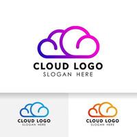 cloud tech logo design in line art style. cloud logo design vector icon