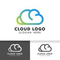 cloud tech logo design in line art style. cloud logo design vector icon.