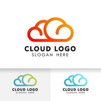 cloud tech logo design in line art style. cloud logo design vector icon.