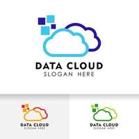 pixel cloud logo design template. cloud logo vector icon.