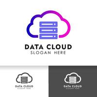 Cloud logo design template. Icon logo template for cloud data server or hosting. vector