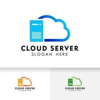 Cloud logo design template. Icon logo template for cloud data server or hosting. vector