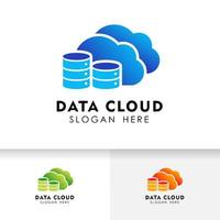 Cloud logo design template. Icon logo template for cloud data server or hosting. vector