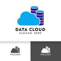 Cloud logo design template. Icon logo template for cloud data server or hosting. vector