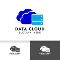 Cloud logo design template. Icon logo template for cloud data server or hosting. vector