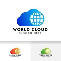 globe cloud logo design template. cloud tech logo design vector icon.