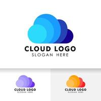 plantilla de diseño de logotipo de nube. Plantilla de logotipo de icono de servidor de datos en la nube. vector