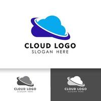 plantilla de diseño de logotipo de nube. Plantilla de logotipo de icono de servidor de datos en la nube. vector