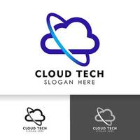 plantilla de diseño de logotipo de nube. Plantilla de logotipo de icono de servidor de datos en la nube. vector