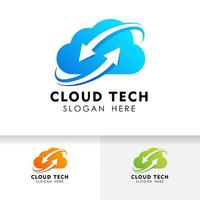 cloud sync logo design template. cloud tech logo design. vector