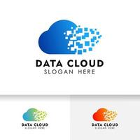 pixel cloud logo design template. data server cloud logo vector icon